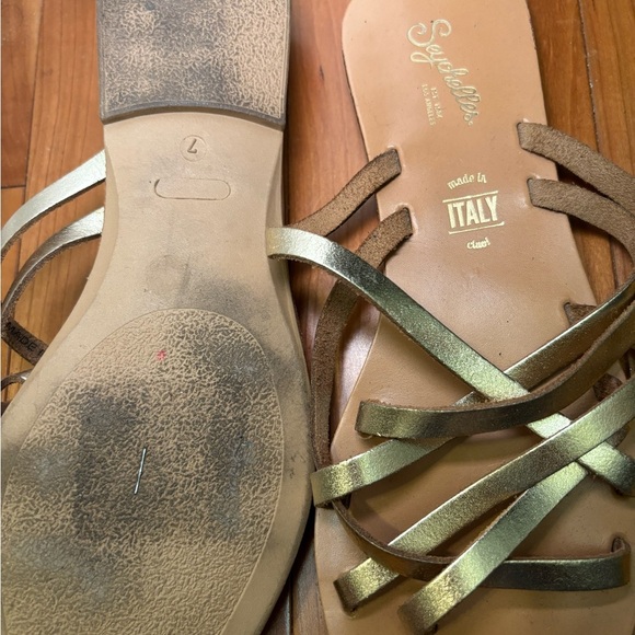 Seychelles Gold and Tan Strappy Sandals - Picture 4 of 4